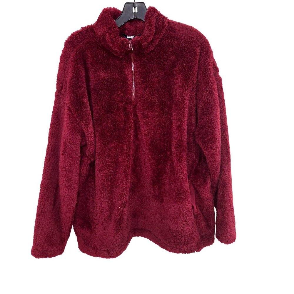 Lands End Womens Burgundy Fleece Pullover Jacket XLRack